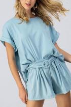  Woven Loose Fit Top With Shorts As A Set