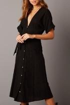  Plunging Dolman-sleeve Midi-dress