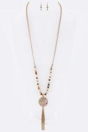  Medallion Tassel Necklace-set