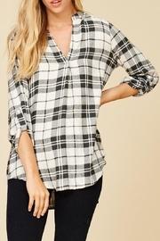  Plaid V Neck Flannel Top