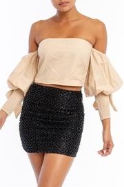  Linen Puff-sleeve Top