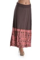  Tie-dye Mocha-coral Maxi-skirt