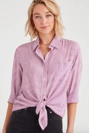 Striped High Low Tie Front Shirt