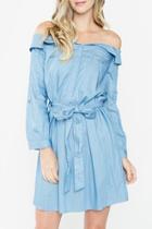  Chambray Off-the-shoulder Dress