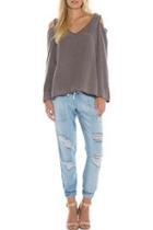 Cold Shoulder V Neck