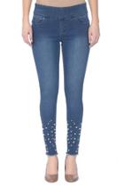  Julia Pull-on Pearl Studded Ankle Hem Stretch Jeans