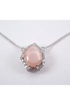  White Gold Pink Mother Of Pearl And Diamond Halo Pendant Necklace 18 Chain