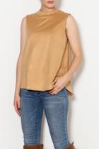  High Collar Suede Tank