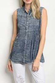  Pleated Denim Top