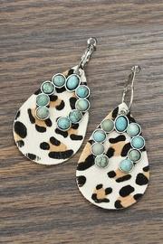  Natural-turquoise Leather-animal Print-earrings