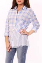  Blue Striped Flannel Top