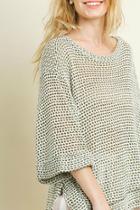  3/4 Rolled Sleeve Waffle Knit Top