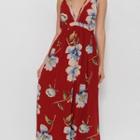  Red Maxi Floral Dress