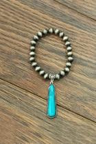  Natural-turquoise Navajo-pearl Stretch-bracelet