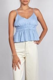  Sky-blue Ruffle-cropped Tank