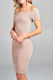  Ribbed Off The Shoulder Dress