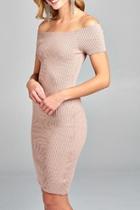 Ribbed Off The Shoulder Dress