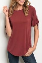 Wine Ruffle Top