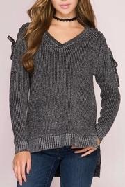  Lace Shoulder Sweater