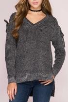  Lace Shoulder Sweater
