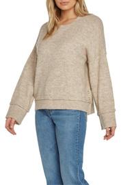  Contrast Rib Soft Knit Sweater W Side Snaps