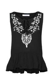 Embroidered Peplum Tank