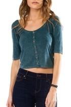  Open-back Button-down Crop