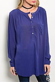  Navy Mock Blouse