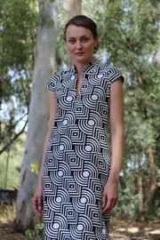  Geometric Collar Dress