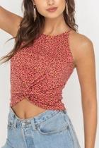  Twist-front Animal-print Tank