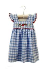  Strawberry Blue-gingham-pinafore Dress