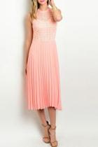  Peach Pleated Dress