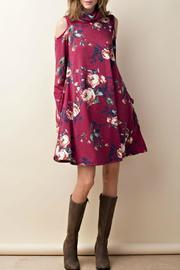  Cold-shoulder Burgundy Dress