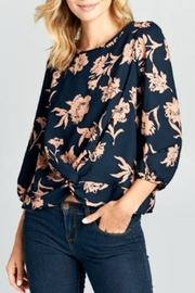  3/4 Sleeve Print Front Twist Top
