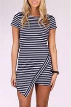  Stripe Asymmetrical Dress