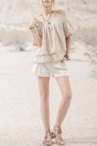  Beige Off Shoulder Top