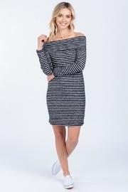  Soft Striped Off Shoulder Dress