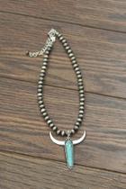  Natural-turquoise Longhorn Necklace