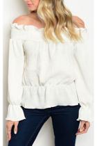  White Ruffle Off The Shoulder Top
