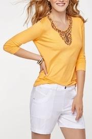  Beaded V-neck Mango Top