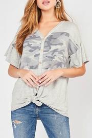  Camo-inset Tie-front Tee