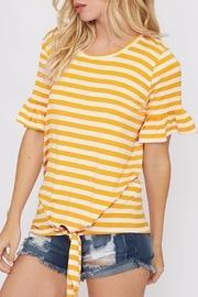  Ruffled-sleeve Tie Top