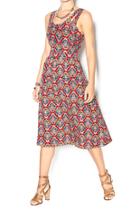  Multi-colored Printed Mid-calf Dress
