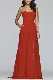  Long Halter Neck Plain Chiffon Dress