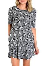  Black White Floral Dress