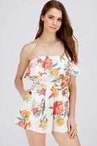 Pleated Floral Romper