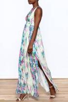  Watercolor Strappy Maxi Dress
