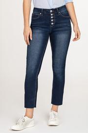  Button Up Straight Jean W/ Unfinished Hem