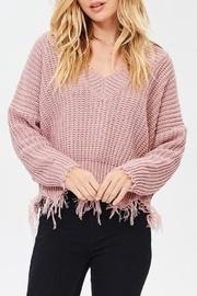 Frayed V Neck Sweater