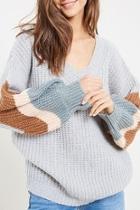 Color-block Sleeve Sweater